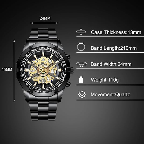 Bestselling Men's Fashion Tungsten Steel Watch - Plated Casual Automatic Skeleton-Style Wristwatch