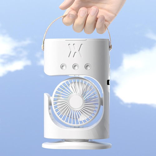 New 3-Speed Colorful Ambient Light Cooler with Mist & Cooling Function - Desktop Mini Air Conditioner, Timed Table Fan