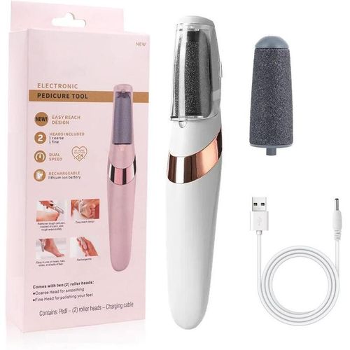 Electric Foot Callus Remover Pedicure Set with 2 Roller Heads & Adjustable Speed ​​for Foot Care Exfoliation, Removes Dry Skin, Makes Feet Smoother, Ideal Gift