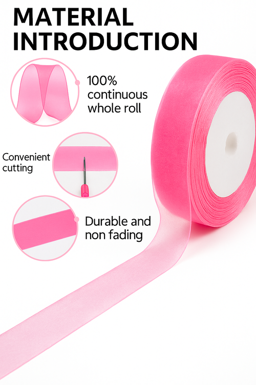 Pink-Solid Pink-Orange-Gold Satin Ribbon - Easy-Cut Gift Packaging Essential  Perfect for Gift Wrapping!