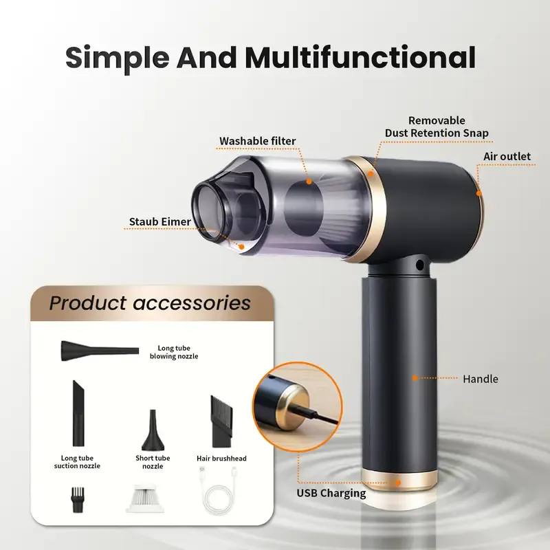 Powerful Handheld Wireless Vacuum Cleaner, with Strong Suction for Home | Car | Desktop Cleaning, Car Detailing Accessories, Cleaning Supplies