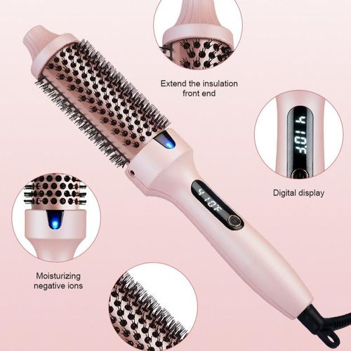 Multi-Functional Hair Styler: Volumizing Brush + Straightener + Curler for Inward Curls & Bangs