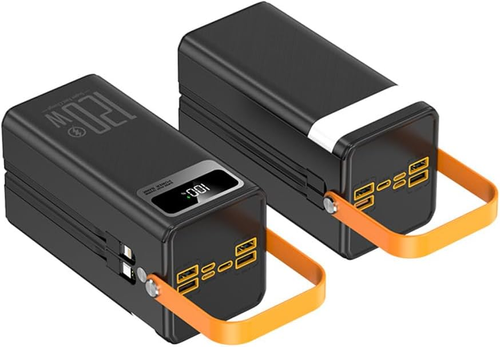 80000mAh Solar Power Bank - Built-in Cables Multi-Functional Portable Charger for Outdoor Live Streaming