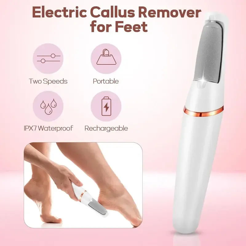 Electric Foot Callus Remover Pedicure Set with 2 Roller Heads & Adjustable Speed ​​for Foot Care Exfoliation, Removes Dry Skin, Makes Feet Smoother, Ideal Gift