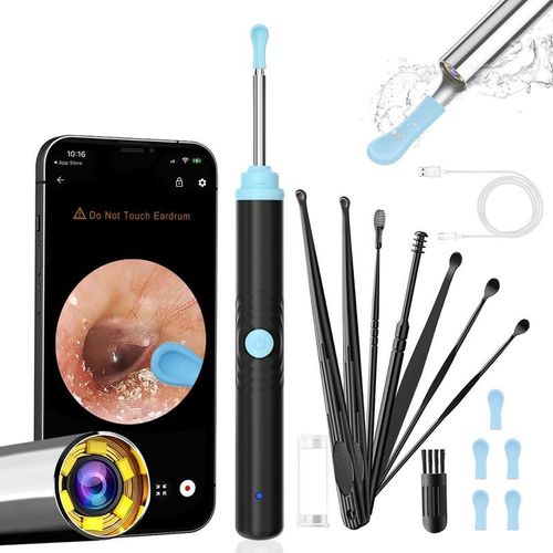 Smart HD Camera Ear Cleaner Kit  Earwax Removal Tool with Medical Silicone Tips, iPhone Android Compatible, Spring Gift Set (Incl. UV Sterilizing Storage Case)