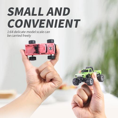 New Off-Road Monster Truck - 1:64 Scale Mini Remote Control Car, Alloy Body with Cool LED Lights & Shock Absorption, Kids Toy