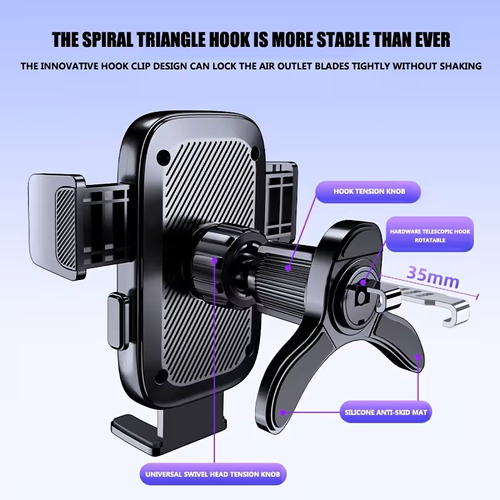 New Car Air Vent Phone Mount - Spiral Hook Design | Multi-Functional Navigation Holder for Phones