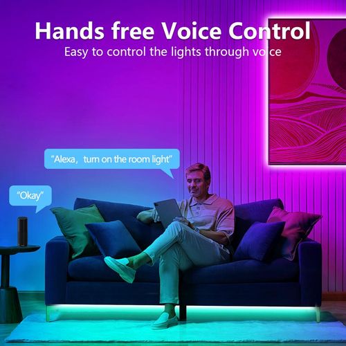 30FT WiFi Led Strip Lights Smart Led Light Strip Work with Alexa & Google Assistant RGB Music Sync Color Changing Led Light for Bedroom Decors
