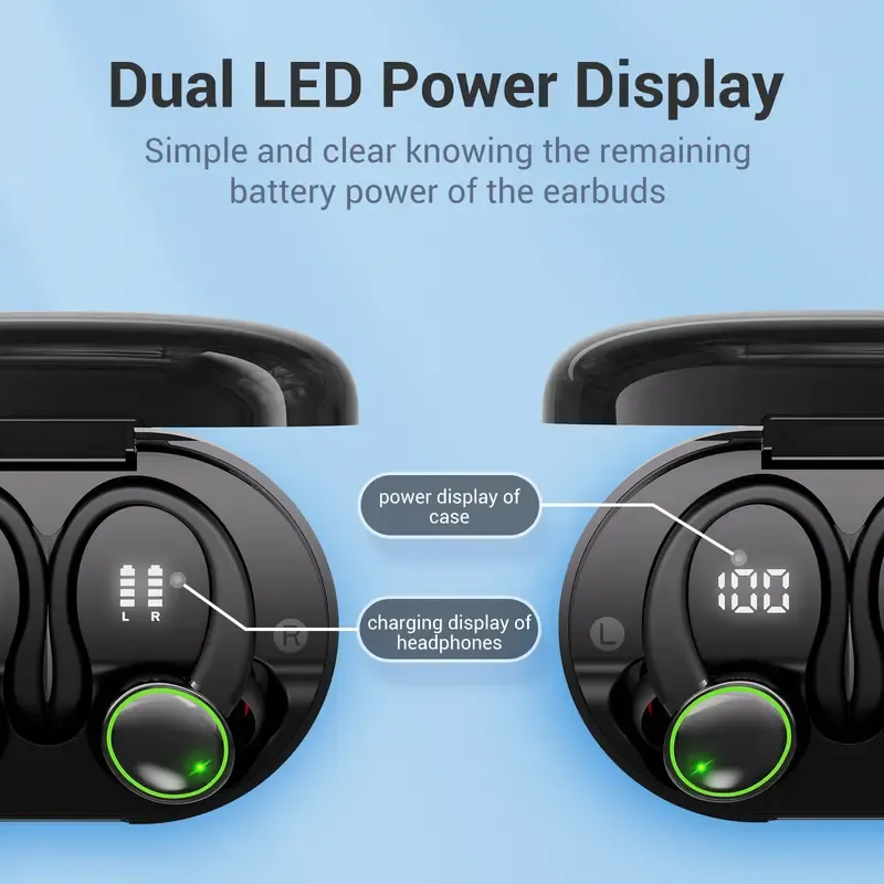 Bluetooth Wireless Headset  Waterproof Black Hanging Earbuds Sturdy Noise Free Electronic Audio with One Year Warranty High Quality Headphones