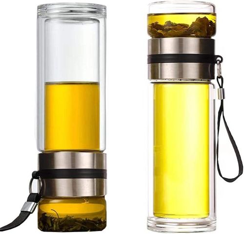 14oz Glass Tea Infuser Bottle and Water Bottle Separation Tea Bottle Mug Cup with Tea Infuser, Infusion Mug