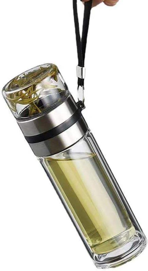 14oz Glass Tea Infuser Bottle and Water Bottle Separation Tea Bottle Mug Cup with Tea Infuser, Infusion Mug