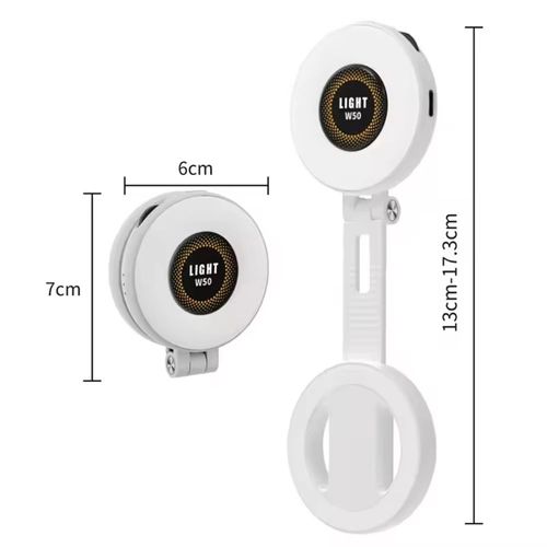 Magnetic Phone Selfie Fill Light, W50 Rechargeable Portable Ring Light, 3 Light Modes, 180° Adjustable for TikTok Video, Vlog, Live Streaming