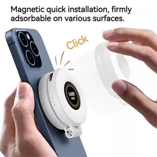 Magnetic Phone Selfie Fill Light, W50 Rechargeable Portable Ring Light, 3 Light Modes, 180° Adjustable for TikTok Video, Vlog, Live Streaming