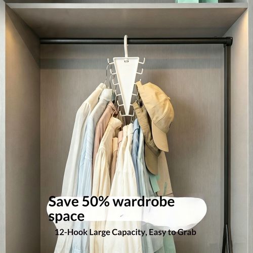 12 Hooks Hat Hanger Organizer, 10 Pack | Double Sided Wardrobe Storage Rack for Hats, Belts, Scarves, Ties, Space Saving Closet Holder