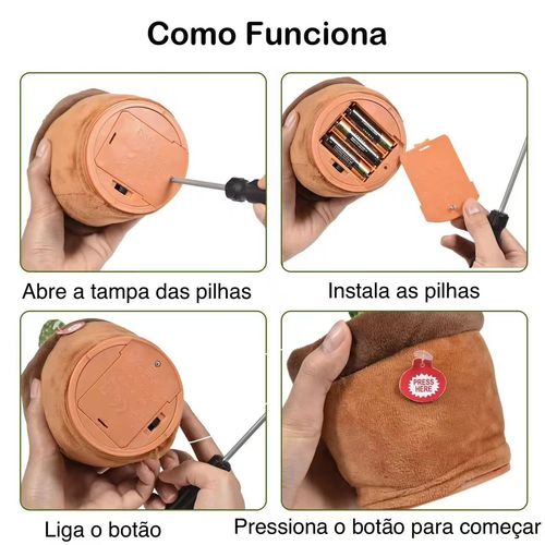 🌵Cacto Falante Elétrico e Dançante de Peluche🌵