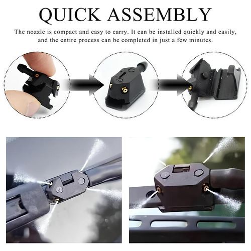2 PCS Front Windshield Washer Nozzles, 4 Holes Car Windshield Washer Wiper Arm Sprayer, Auto Left Right Windshield Washer Squirter Nozzle Replacement, Universal Vehicle Accessories