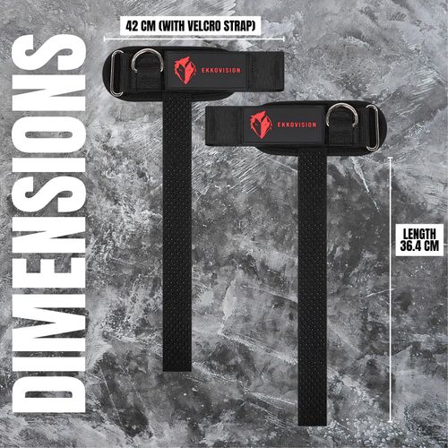 Lifting Straps with Cushioned Wrist Cuff 14.5 Cotton Strap Anti-Slip Silicone Beads 5mm Steel D-Ring for Free-Weight & Cable Training