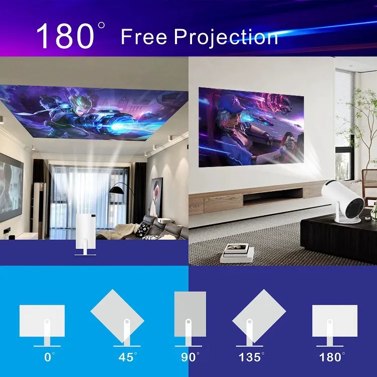 2025 New 4K Ultra HD LCD Portable Projector | Wireless Screen Mirroring Home Theater | Outdoor Camping Cannon-Style Projector for Phone & Wall Projection