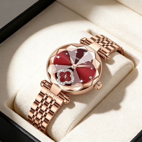 Luxury Four Leaf Clover Diamond Watch for Women Water Resistant Scratch Resistant Fashionable Timepiece with Adjustable Strap Perfect Mothers Day Gift for Wife or Mom