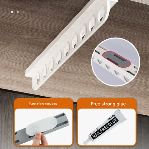 New Home Pull-Out Sliding Rail Pants Hanger Wardrobe Organizer Space-Saving Drill-Free Installation Telescopic Bracket