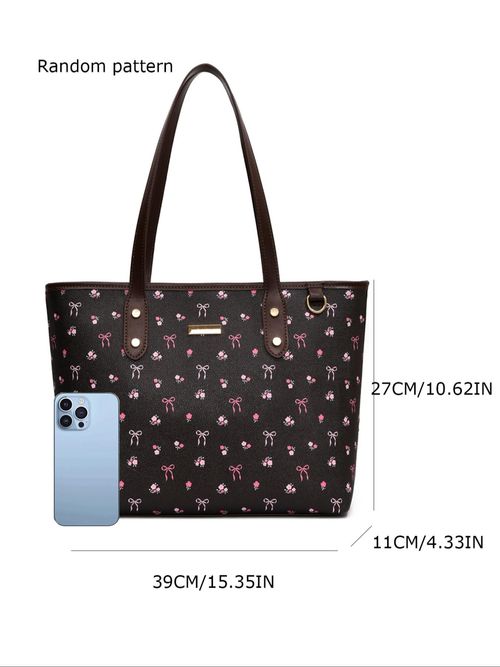 Women's Elegant Floral Bow Pattern Handbag, personality versatile Daily Shoulder Bag, simple exquisite Casual Fashion High quality Daily Commuter Bag, Casual Handbag Satchel, Casual crossbody bags