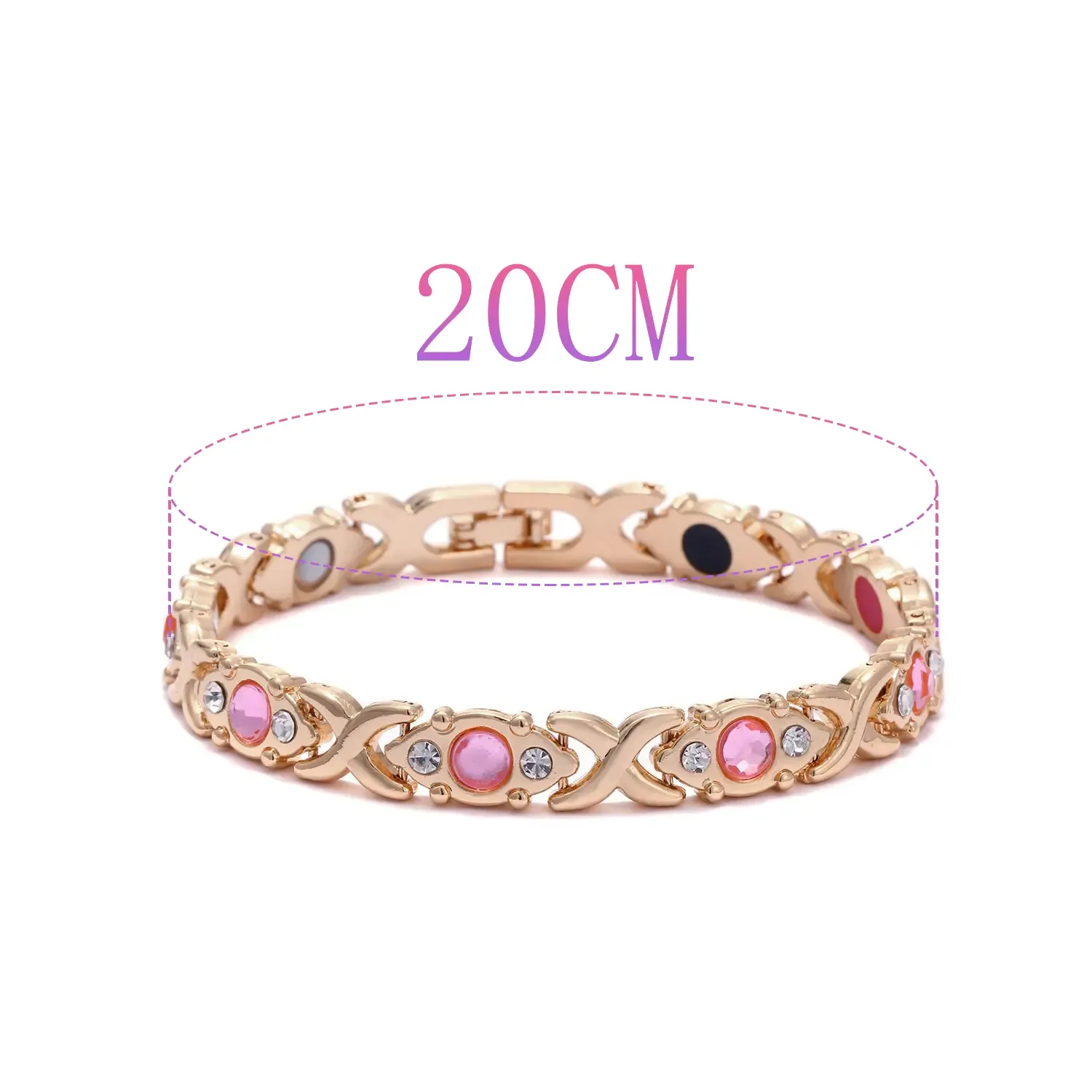 Energy Magnetic Bracelet — Eco-Friendly Alloy with Rhinestone Accents — Adjustable Wristband for Women — Valentine's Day & Christmas Gift (No Gift Box Included)