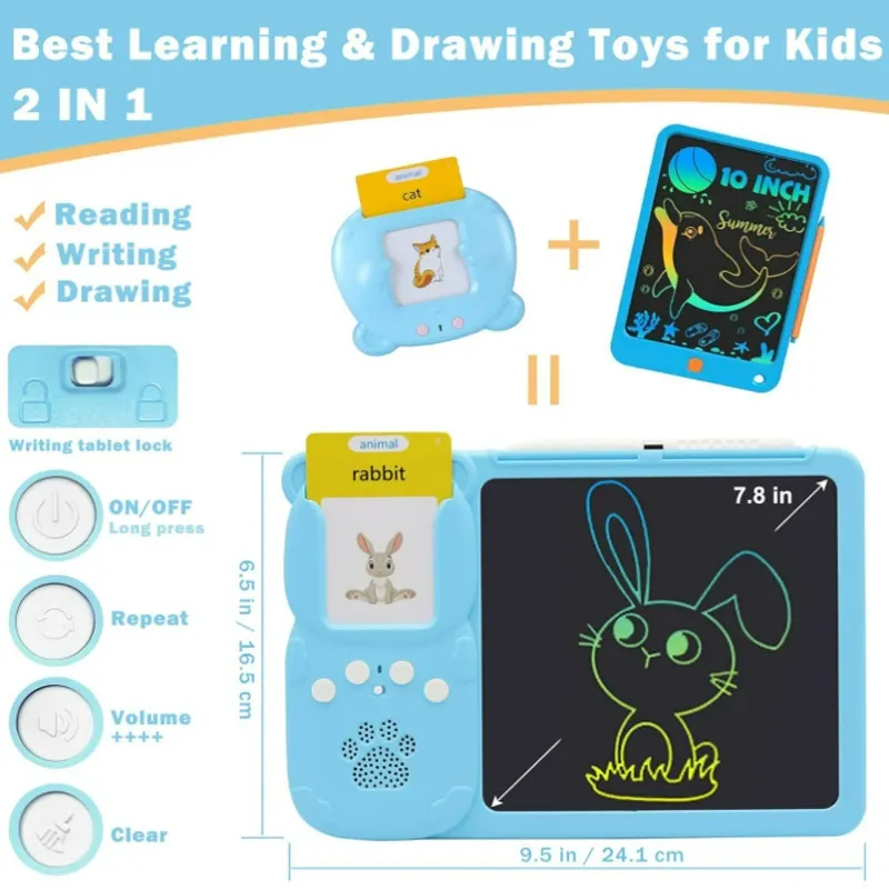 8.5-inch Educational Early Learning Card Machine  English Writing Tablet for Kids' Doodle & Drawing Toy