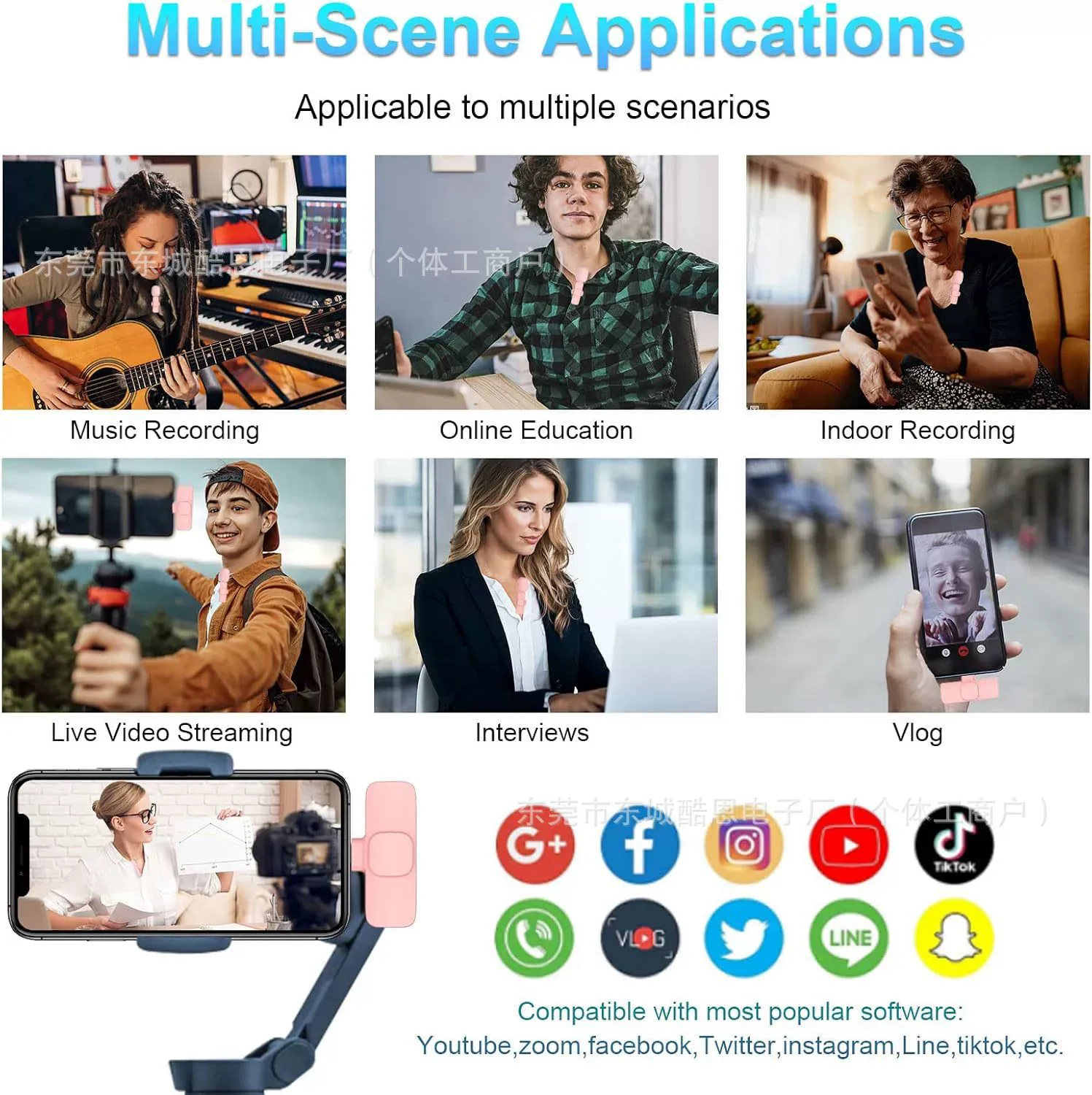 2 Pcs Pink Wireless Lavalier Mini Microphone, Professional Lapel Mics, Plug-Play,Ultra-Low Delay Noise Reduction Chip of Lapel Microphone for Video Recording Interview Conference Podcast Vlog