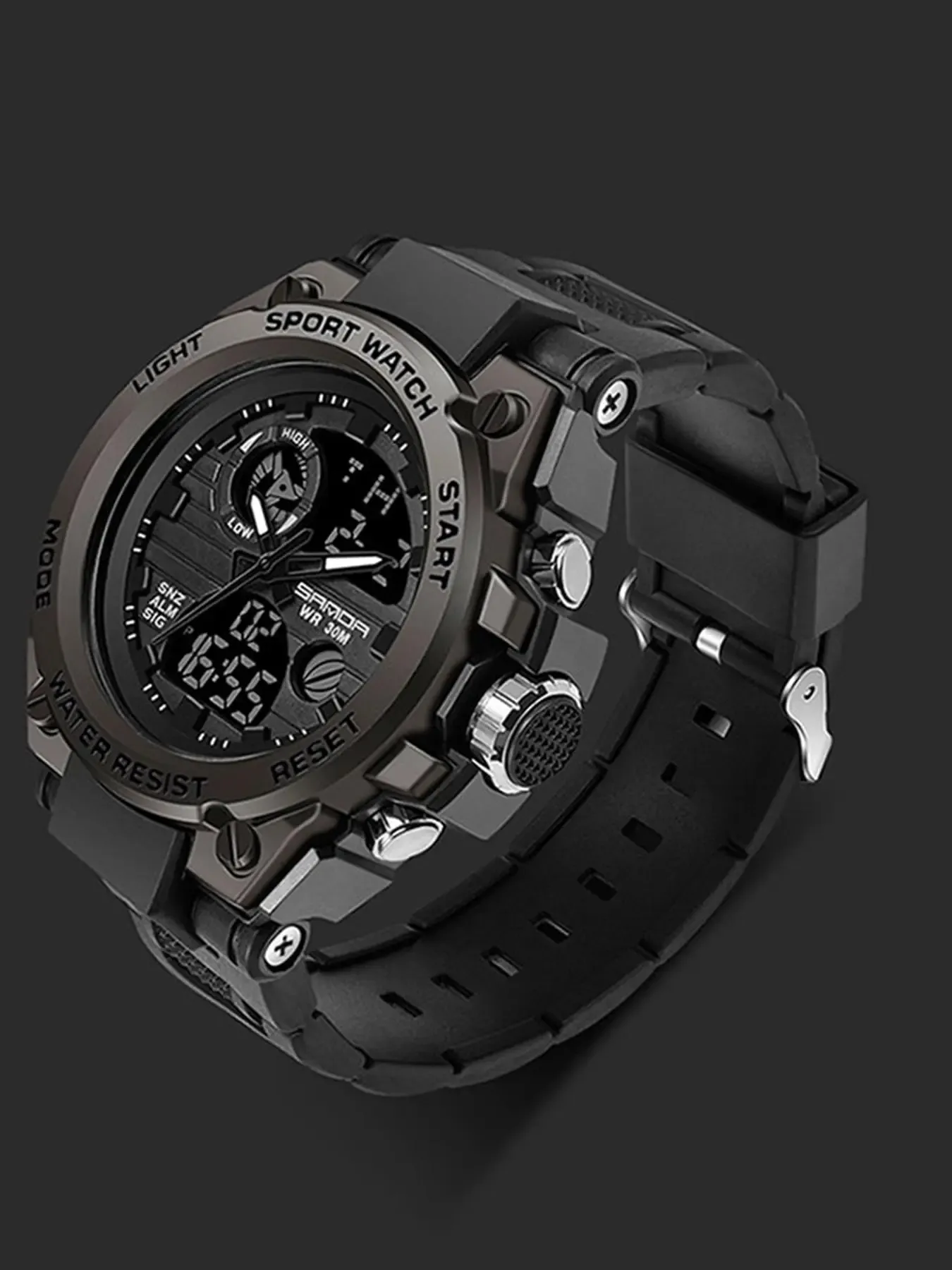 Men's Sportive Digital Watch, Fashionable Digital Watch with Luminous Dial & Alarm & Date Display Function, Waterproof Watch for Men with Box, Sporty Waterproof Watch (without watch box)