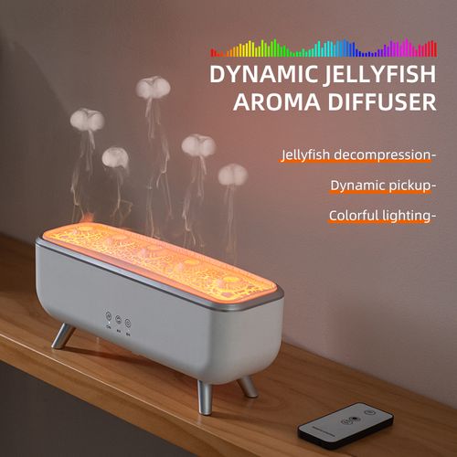 Jellyfish Aromatherapy Diffuser - Ultrasonic Humidifier for Home, Mini Size with 7-Color Ambient Light, Remote-Controlled Essential Oil Fragrance Machine