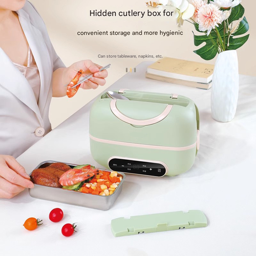 Compact Electric Lunch Box for One - Portable 2-in-1 Steamer & Cooker, Travel-Friendly Food Warmer for Business Trips, Essential for Office Workers & Solo Lifestyles, On-the-Go Meal Prep Tool