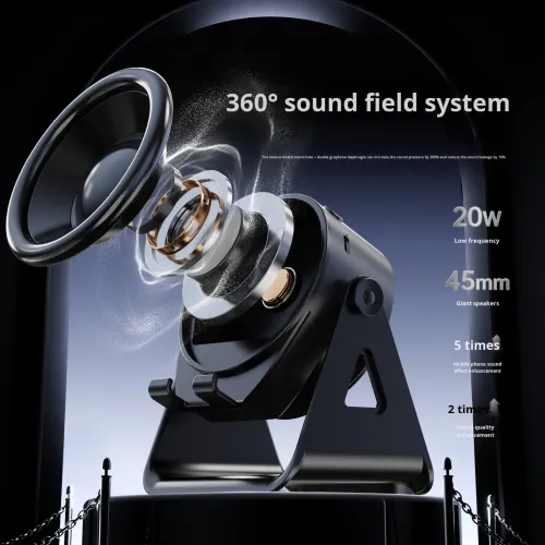 5 IN 1 Wireless Induction Audio Bluetooth Speaker, 360° Rotation Stand with LED, Universal Speaker Stands for Surround Sound&Charger,Portable Desktop Stand Gift for Home, Shower, Outdoors, Travel.