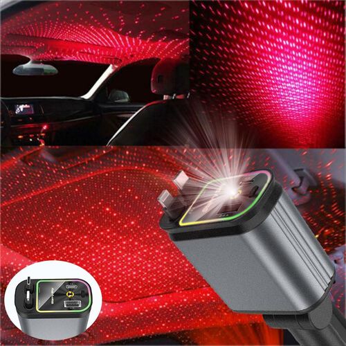 4 in 1 Retractable Car Charger,Double TypeC Fast Charging Adapter with Lightning Cable&Dual Charge Port Compatible