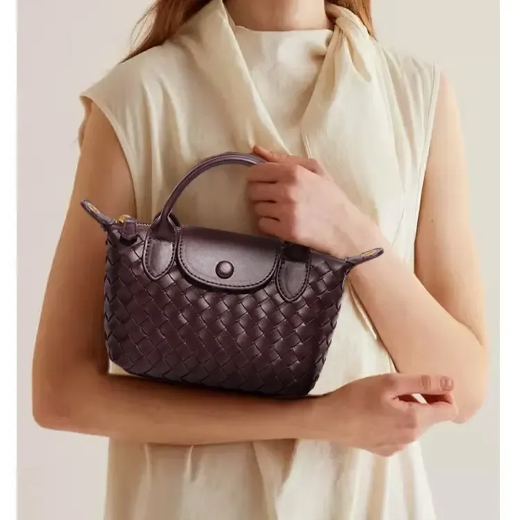 Hand-woven Shoulder Dumpling Bag 2026 New PU Leather Fashion Commuter Messenger Bag