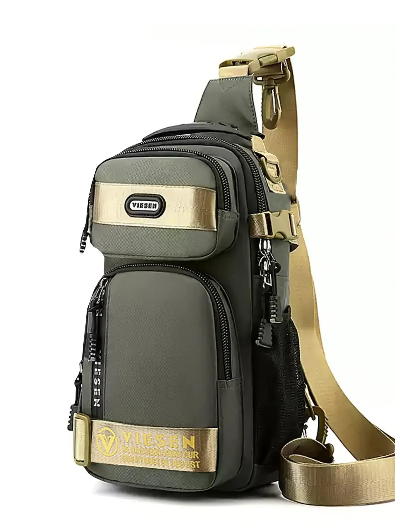 Men's Casual Letters Print Zipper Durable Chest Bag, Outdoor Casual Sports Sling Bag, Multi-functional Chest Bag, Fashionable Design Sling Bag for Men, Versatile Bag, Bum Bag, Gifts