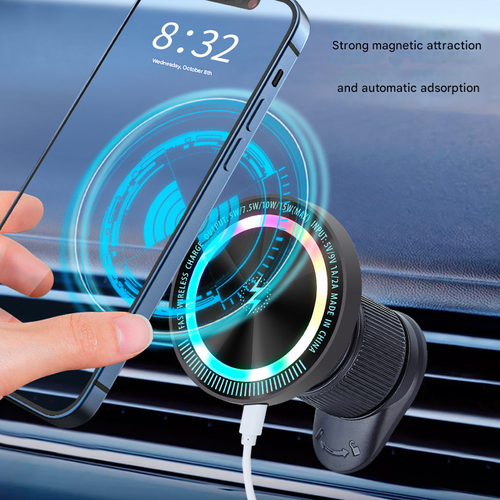 for 15W Magsafe Car Mount Charger, （Vibrant LED Decoration）Wireless Car Charger, Magnetic Phone Holder Mount for Air Vent Charging Aesthetic Smartphone