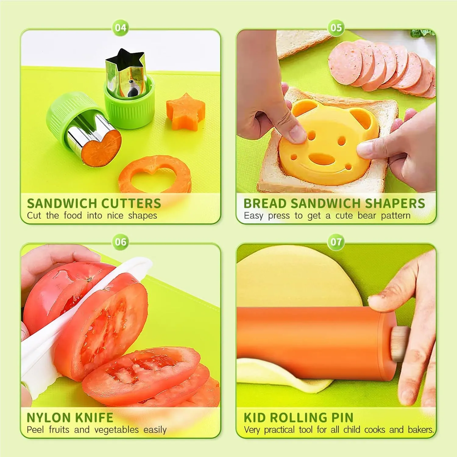 eeammk Montessori 17 PCS Kids Cooking Set Real Cooking Knives Tools Kit for Toddlers Kids Gift for Boys Girls Springtok Pretend Play Toys