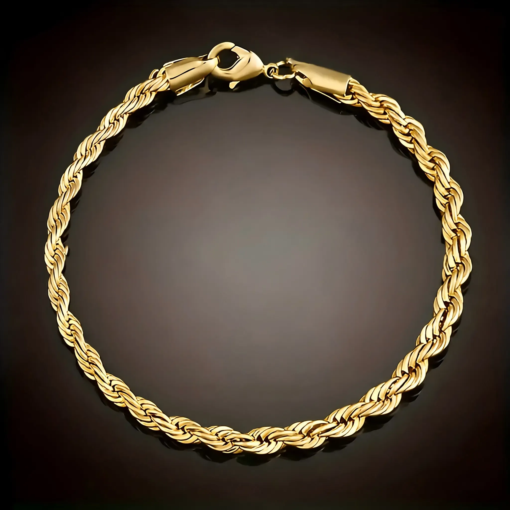 New Luxury 18K Gold-Plated European Classic Twist Necklace & Bracelet Set for Men Women Ideal Bridal Engagement Jewelry Elegant Design Versatile Gift