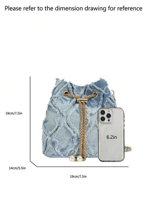 Women's Elegant Faux Pearl Decorated Crossbody Bag, Exquisite Trendy Metal Drawstring Crossbody Bag, Fashionable Bag for Daily Use