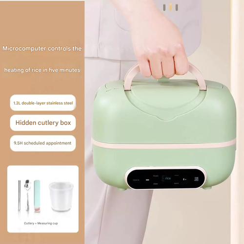 Compact Electric Lunch Box for One - Portable 2-in-1 Steamer & Cooker, Travel-Friendly Food Warmer for Business Trips, Essential for Office Workers & Solo Lifestyles, On-the-Go Meal Prep Tool