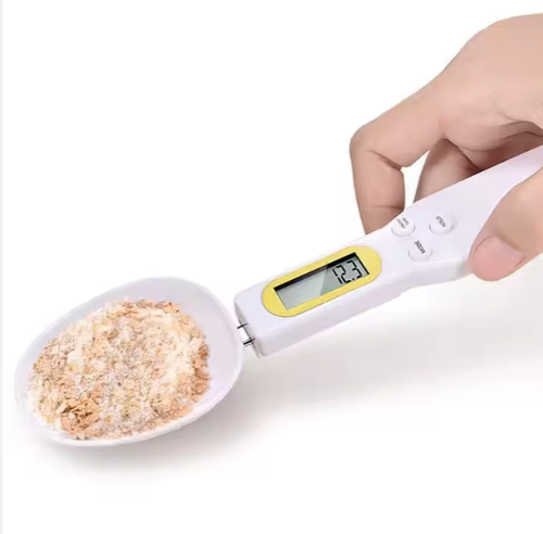 Electronic Measuring Scoop Scale - Kitchen Food Gram Scale, Portable Mini Digital Spoon Scale in White