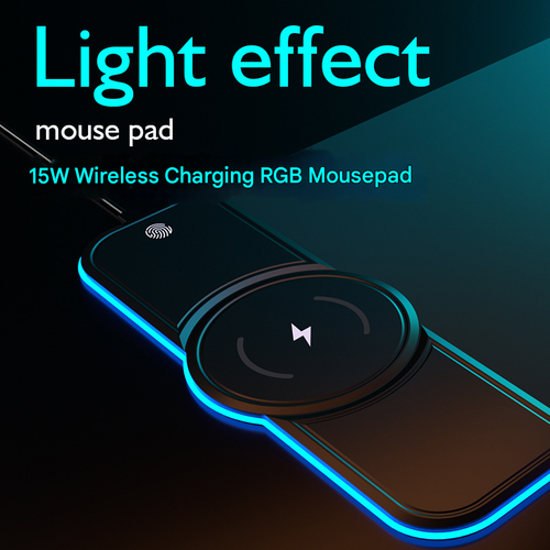 RGB Gaming Mouse Pad with Wired Charging - 15W Fast Charging for Phones & Electronics, Soft Pad with LED Light, Patterned Design, Ideal for Gaming & Office