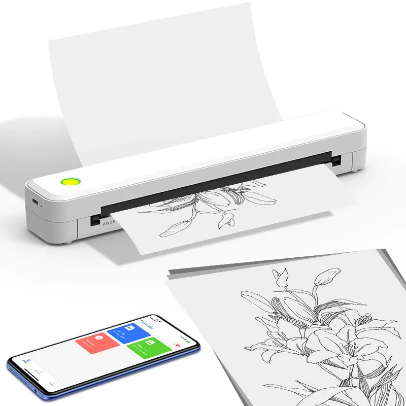 New Portable A4 Thermal Tattoo Printer for Home Use Wireless Connectible to Phone Computer Inkless Printing