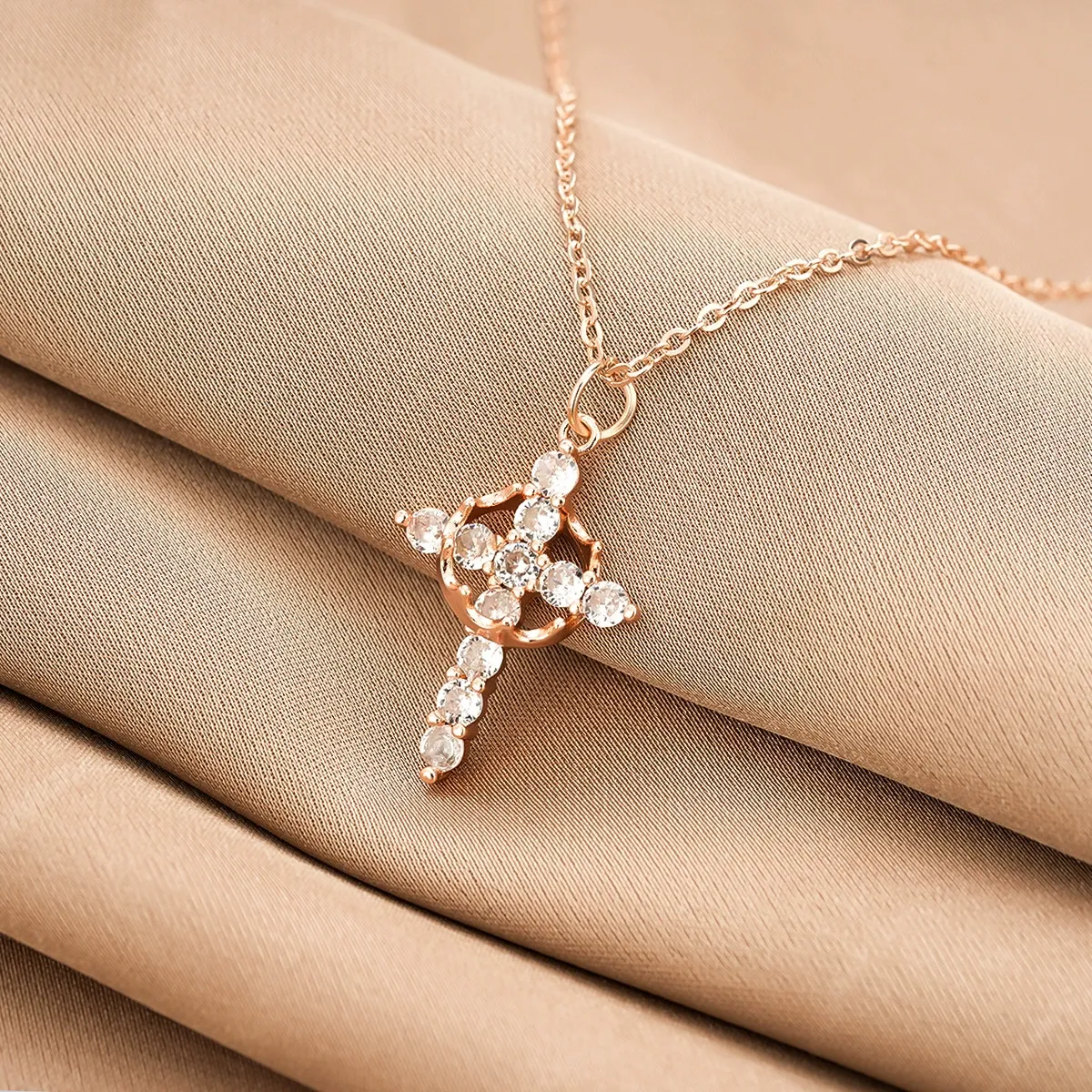 Premium Crown Cross Necklace for Women | Trendy European-American Niche Design | Versatile Luxury Pendant Accessory