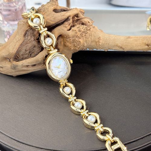 Women's Elegant Fashion Quartz Watch & Faux Pearl Decorated Bracelet, Fashion Watch Set for Party, Daily Decor, Trendy All-match & Exquisite Watch Set for Gift