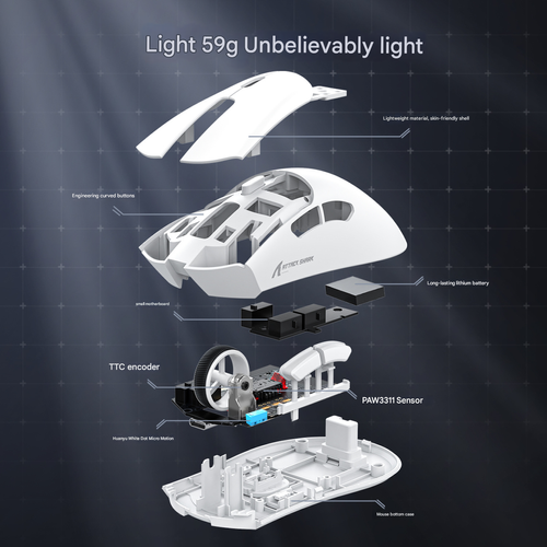 Attack Shark R1 Lightweight Gaming Mouse - Wired Wireless Bluetooth Tri-Mode, Ergonomic Mouse for Esports Gaming & Office Work