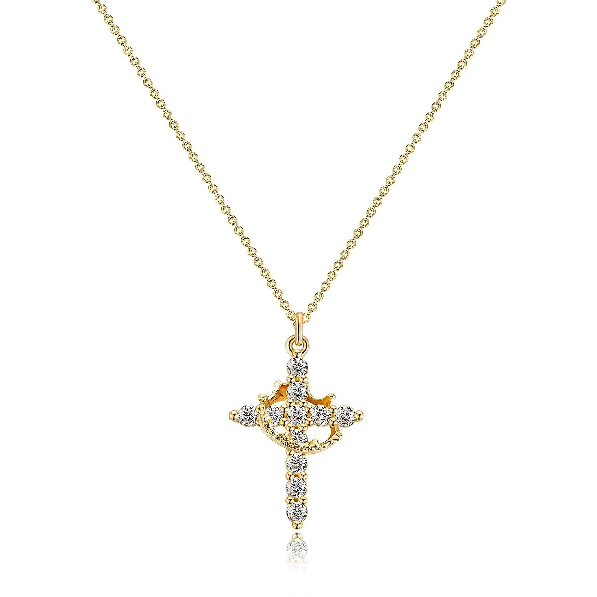 Premium Crown Cross Necklace for Women | Trendy European-American Niche Design | Versatile Luxury Pendant Accessory