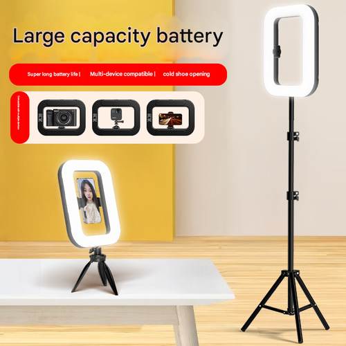 2025 New Ring Light with 3 Color Modes Portable Handheld Ring  with Cage for Live Streaming Phone Photography Desktop Selfie Rechargeable