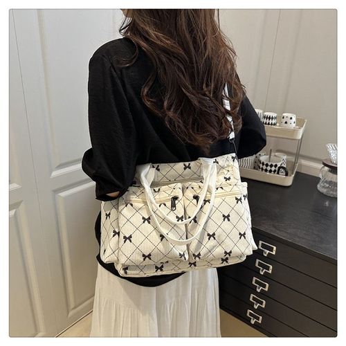 2025 New Vintage Korean Style Tote Bag | Large Capacity Commuter Shoulder Bag | Chic Retro Fashion with Multi-Pocket Organizer