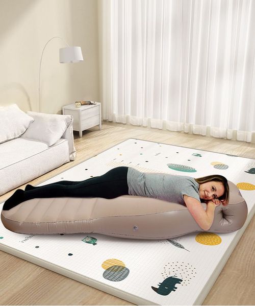 PVC Inflatable Pregnancy Pillow Mattress - Ergonomic Contoured Maternity Sleeping Pad, O-Shaped Support Cushion for Stomach Sleeping, Comfortable Bump Relief Air Mattress for Pregnant Women